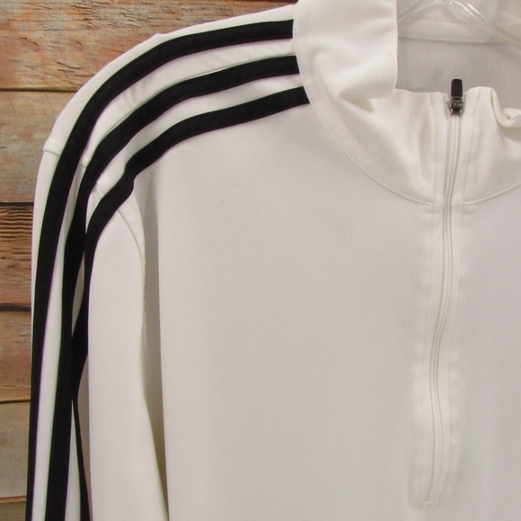 Adidas White 1/4 Zip Mock Neck Pullover Jacket - Picture 9 of 13